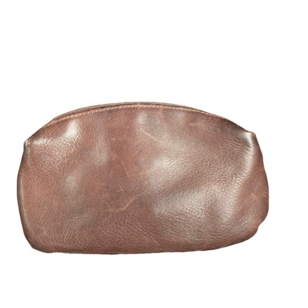 Hobo brown leather double zipper clutch bag